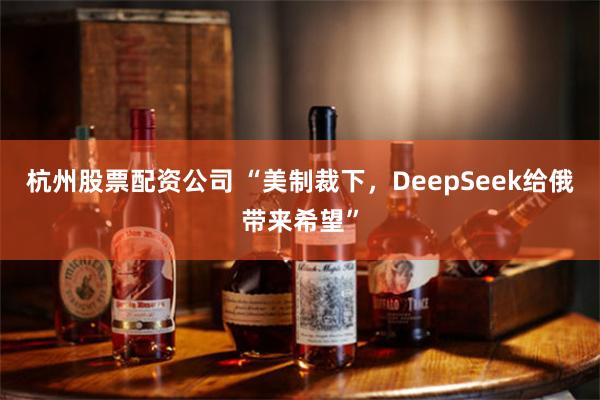 杭州股票配资公司 “美制裁下，DeepSeek给俄带来希望”